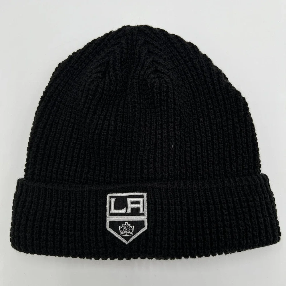Adidas LA Kings NHL Beanie Hat Black Ribbed Knit Authentic Headwear One Size
